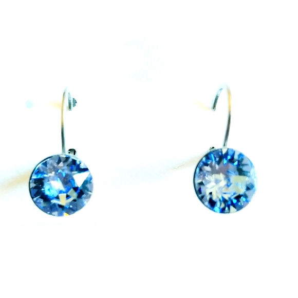 Aquamarine March Birthstone crystal earrings - Picture 1 of 2